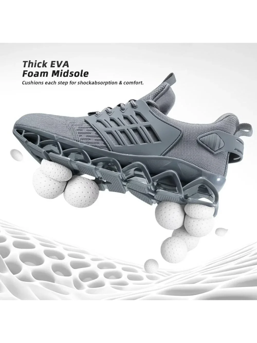 Men's Grey Walking Shoes Slip on Blade Tennis Casual Fashion Trail Running
